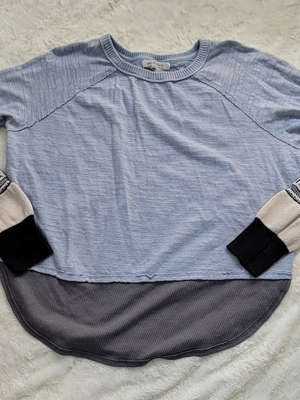 We The Free Light Blue Knit Crewneck Pullover